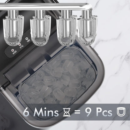 Self-Cleaning Fast Ice Maker 26lbs/Day - 6 Min Bullet Ice