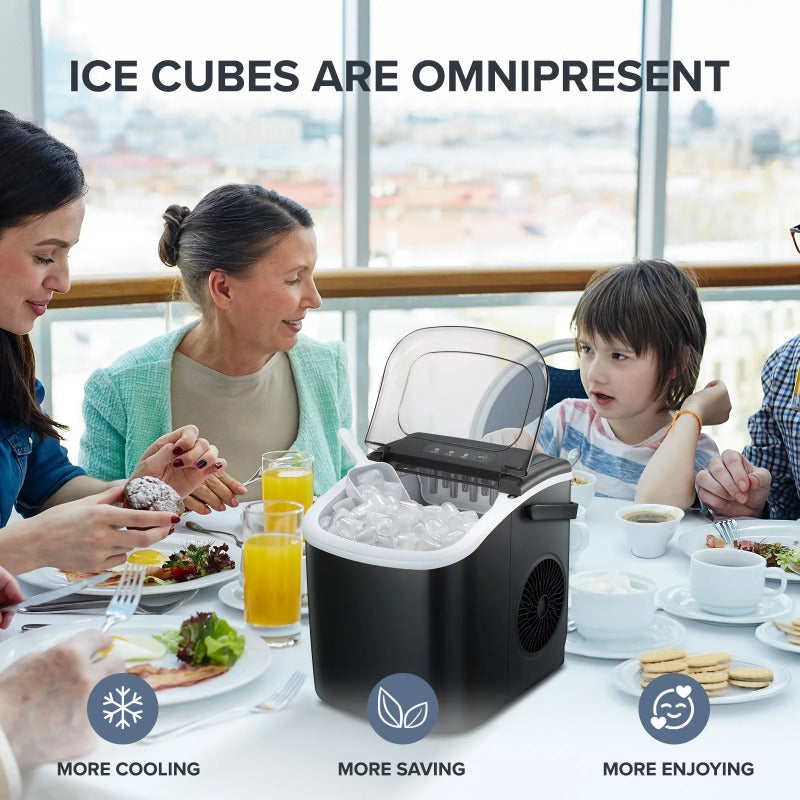 Self-Cleaning Fast Ice Maker 26lbs/Day - 6 Min Bullet Ice