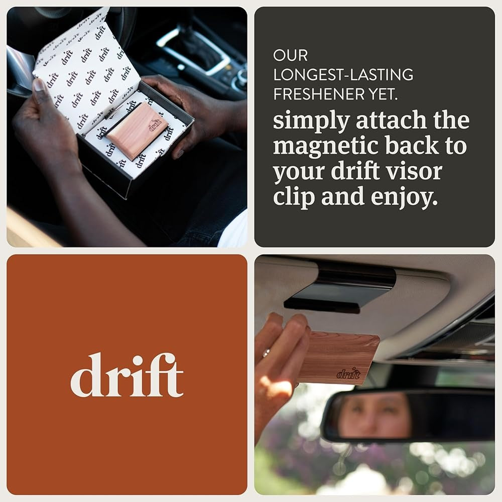 Wood Car Air Freshener: Refillable Grove Scent Magnet Clip