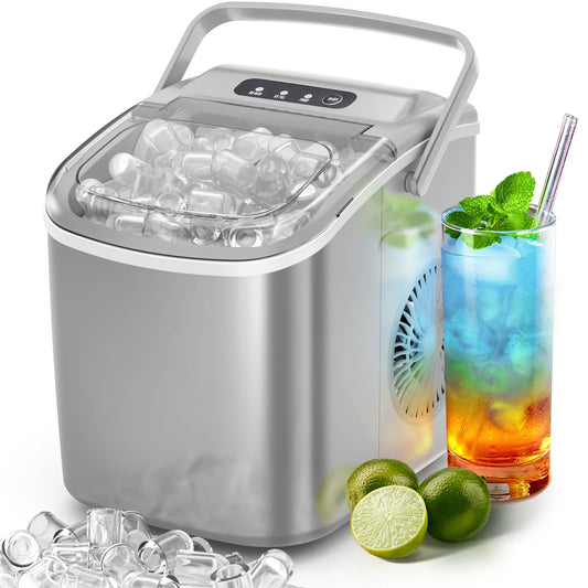 Self-Cleaning Fast Ice Maker 26lbs/Day - 6 Min Bullet Ice