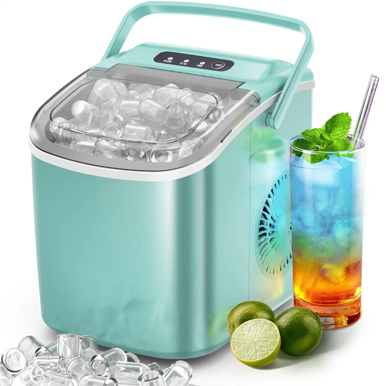 Self-Cleaning Fast Ice Maker 26lbs/Day - 6 Min Bullet Ice